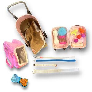 Dog Carrier Set Pink Pet Tote Carriers & Accessories Dog Toys, Leashes & Collars